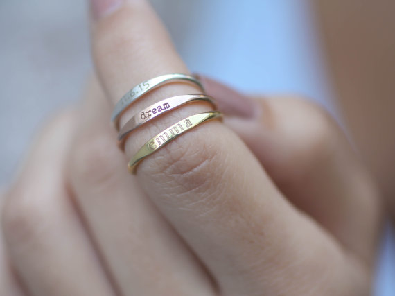 30% OFF* Skinny Stackable Name Ring - Personalized Custom Name Ring - Sterling Silver Stacking Ring - Custom Name Jewlery - Names Ring