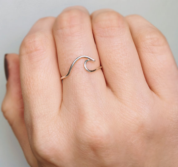 Sterling Silver Wave Ring, Silver wave ring, Wave ring, Wire ring, Ocean ring, Silver ring, Surfer ring, Wave wire ring, Adjustable ring