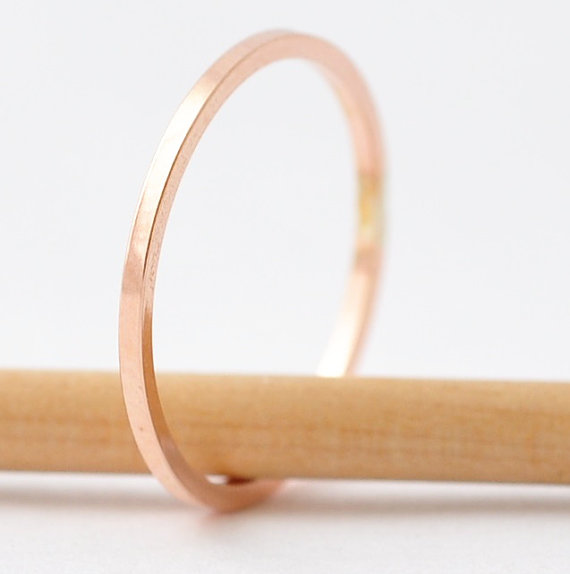Rose Gold Bands: Square Edged Simple Ring, Gifts under 20