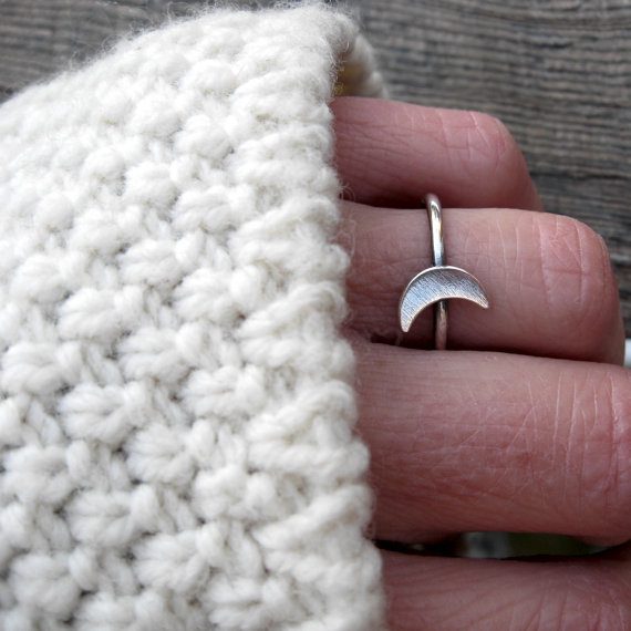 Crescent Moon sterling silver ring
