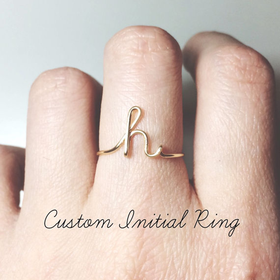 Custom Initial ring sterling silver letter ring/gold initial/knuckle mid ring/stack ring/name ring/personalized bridesmaid gift/wedding gift